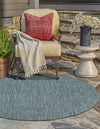 Patio Perfection Collection Area Rug - Veranda (Teal) Round Teal  lifestyle 10