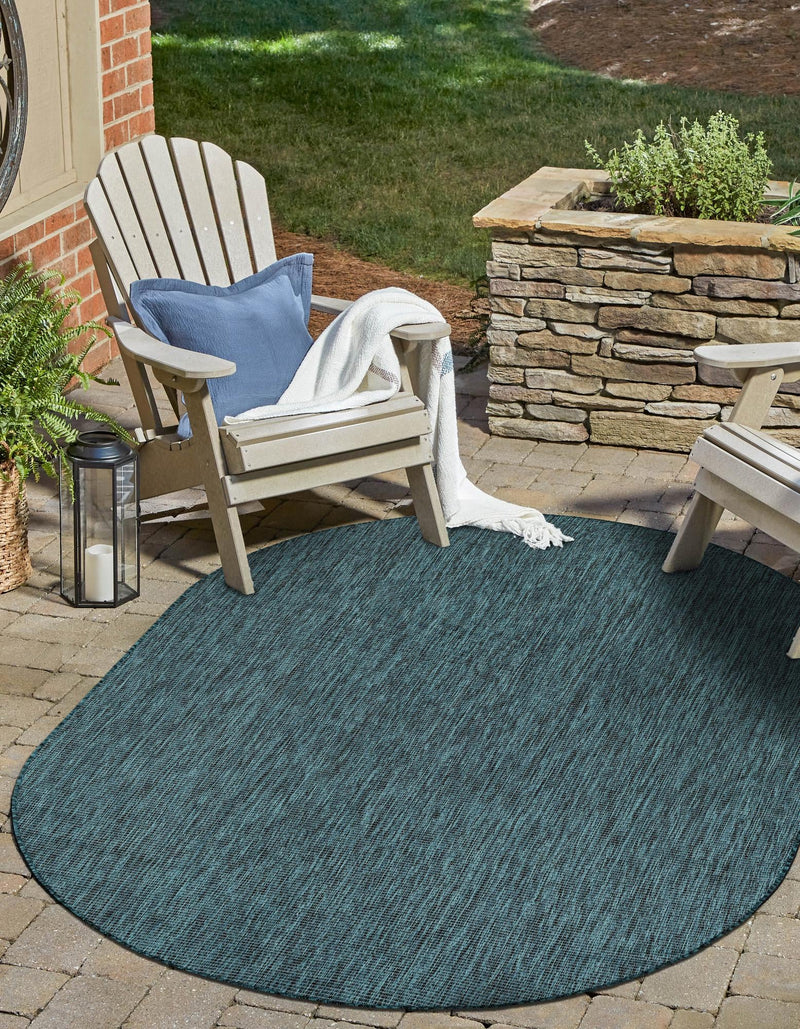 Patio Perfection Collection Area Rug - Veranda (Teal) Oval Teal  lifestyle 8