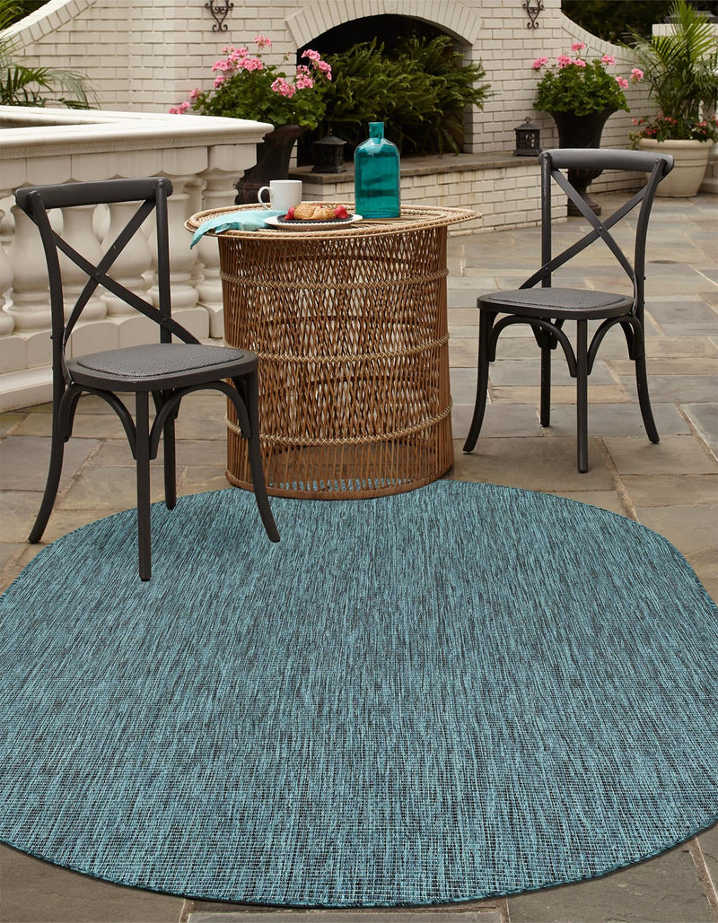 Patio Perfection Collection Area Rug - Veranda (Teal) Oval Teal  lifestyle 9