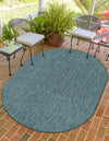 Patio Perfection Collection Area Rug - Veranda (Teal) Oval Teal  lifestyle 11