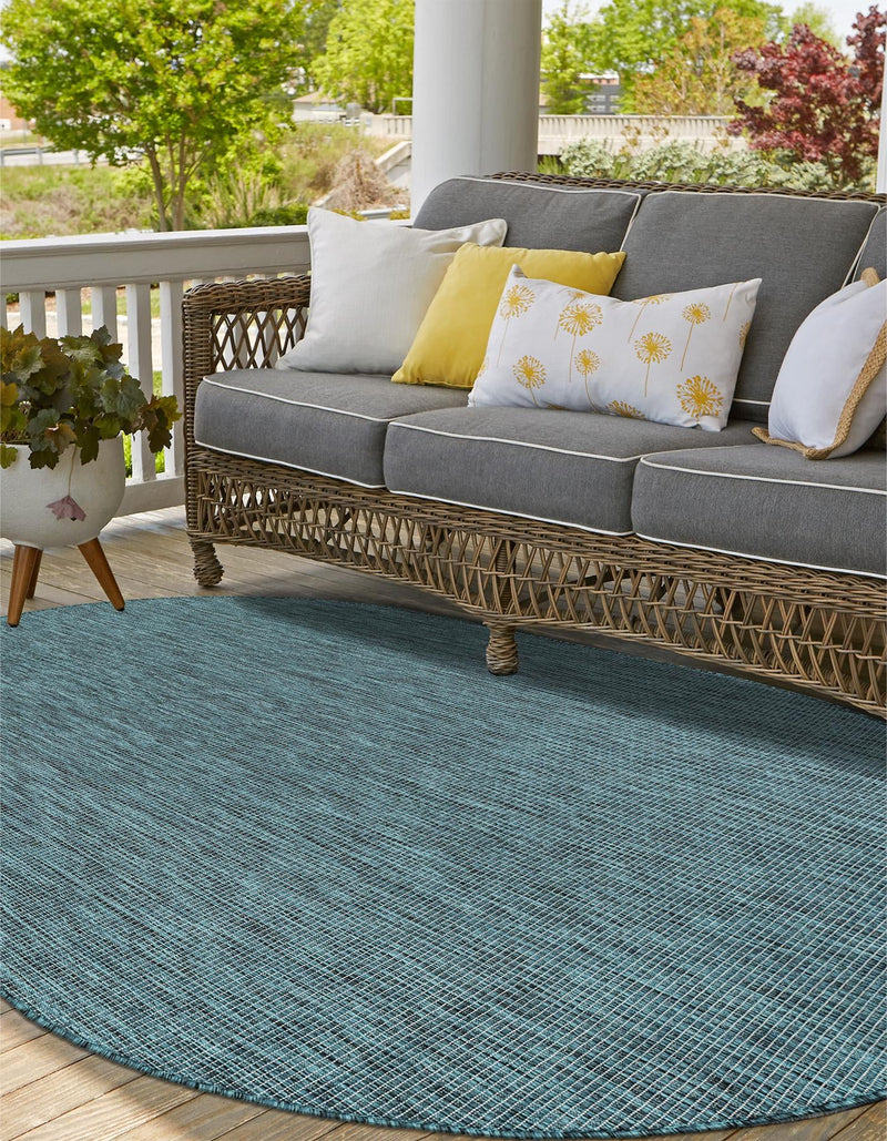 Patio Perfection Collection Area Rug - Veranda (Teal) Oval Teal  lifestyle 12