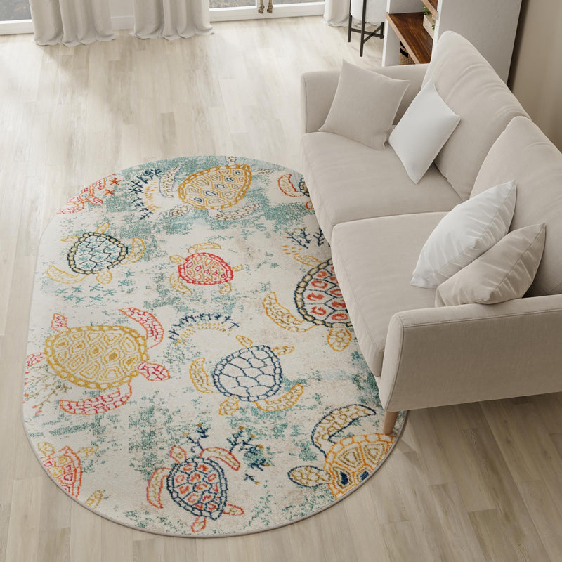 Sorrento Shores Collection Area Rug -  Massa Oval Beige  lifestyle 60