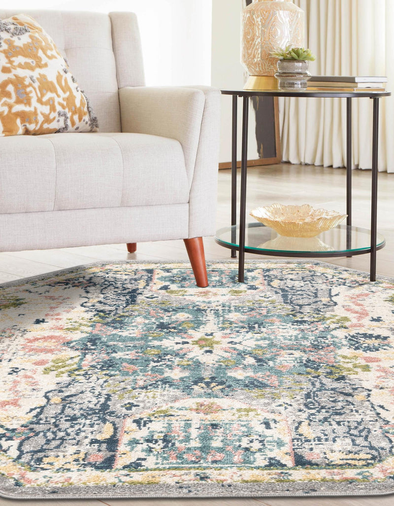 Savannah Elegance Collection Area Rug -  Azalea Octagon Ivory  lifestyle 55