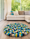 Wool Sphere Alley Collection Area Rug - Sphereville (Blue) Round Blue  lifestyle 15