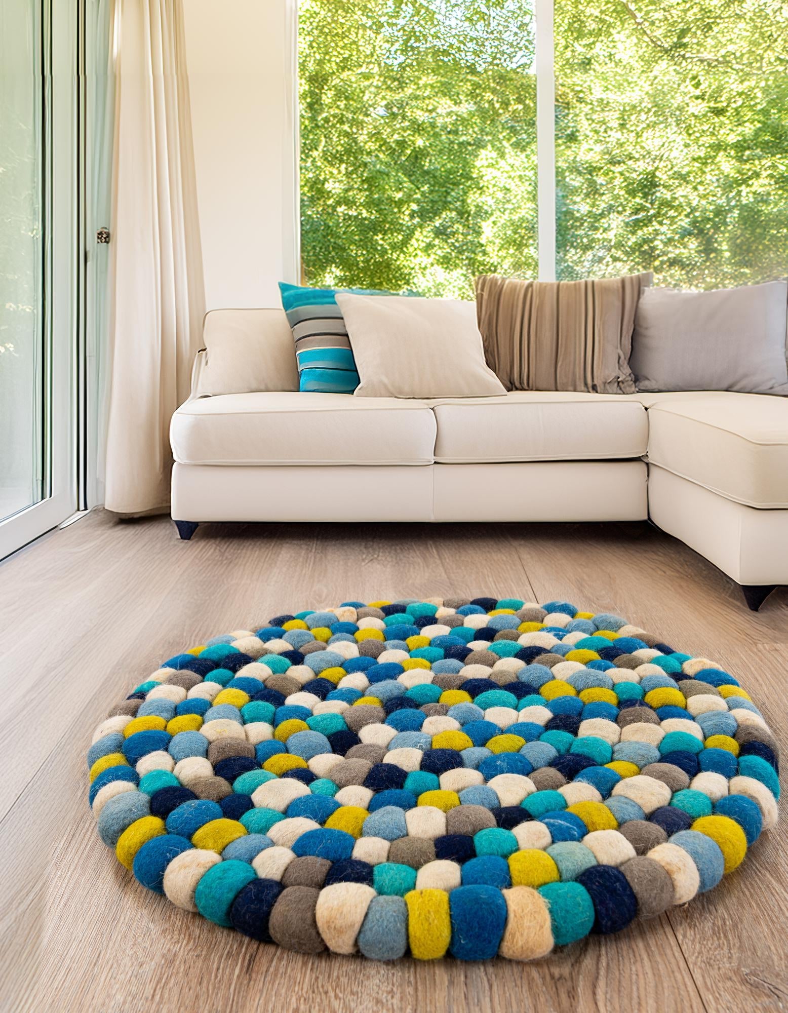 Woolen Sphere Collection Area Rug - Sphereville (Blue)