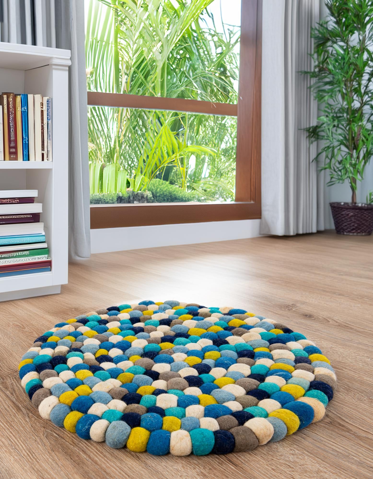 Woolen Sphere Collection Area Rug - Sphereville (Blue)