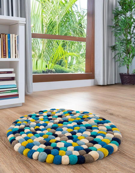 Woolen Sphere Collection Area Rug - Sphereville (Blue)