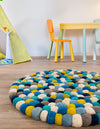 Wool Sphere Alley Collection Area Rug - Sphereville (Blue) Round Blue  lifestyle 21