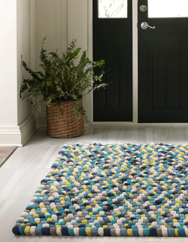 Woolen Sphere Collection Area Rug - Sphereville (Blue) Rectangle Blue  lifestyle 3