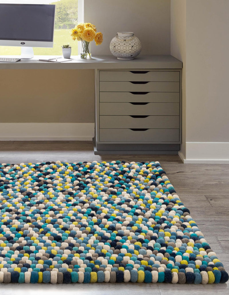 Woolen Sphere Collection Area Rug - Sphereville (Blue) Rectangle Blue  lifestyle 5