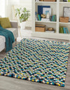 Woolen Sphere Collection Area Rug - Sphereville (Blue) Rectangle Blue  lifestyle 6