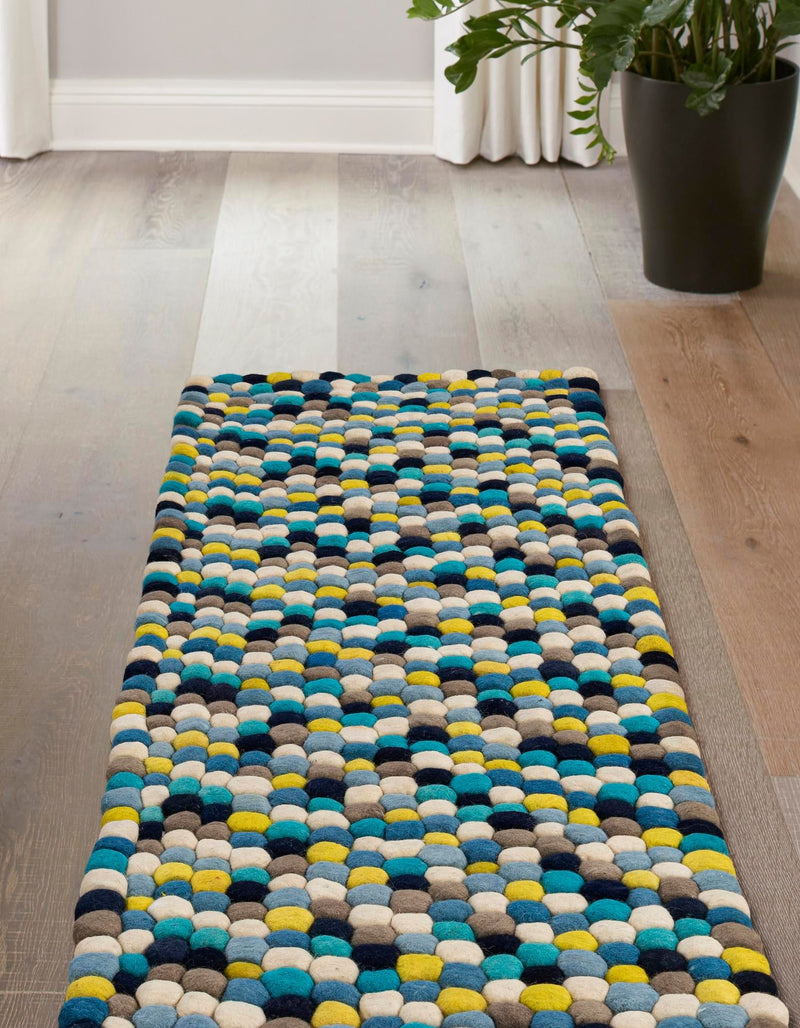 Woolen Sphere Collection Area Rug - Sphereville (Blue) Runner Blue  lifestyle 23