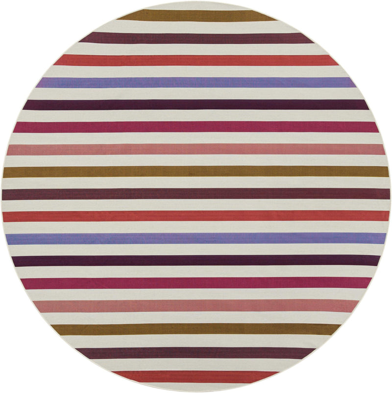 Seaside Stripes Collection Area Rug - Azul Round White  lifestyle 9