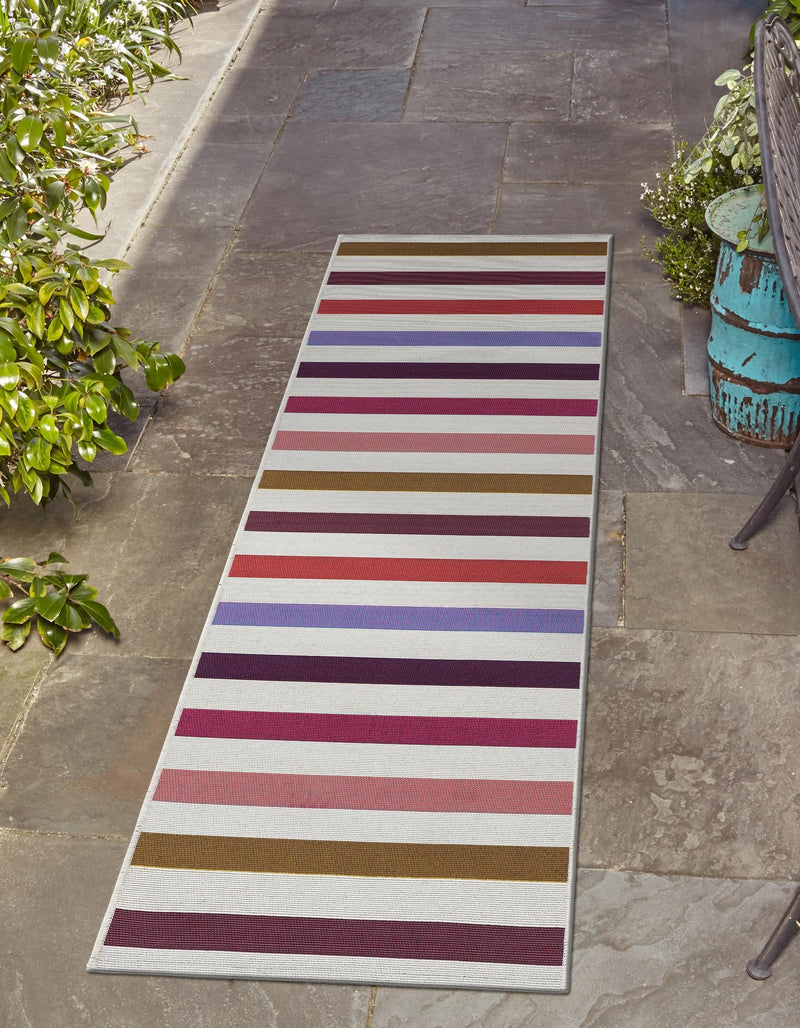 Seaside Stripes Collection Area Rug - Azul Runner White  lifestyle 11