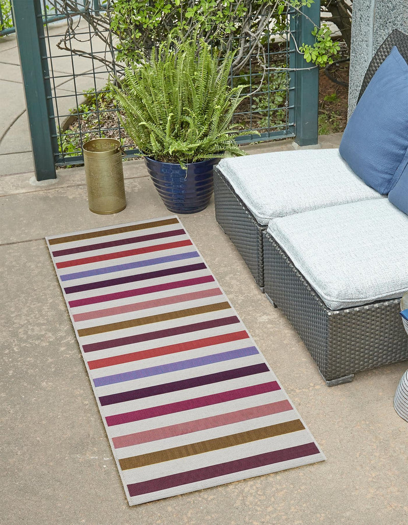 Seaside Stripes Collection Area Rug - Azul Runner White  lifestyle 23