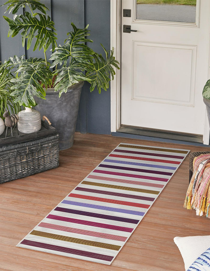 Seaside Stripes Collection Area Rug - Azul Runner White  lifestyle 29