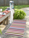 Seaside Stripes Collection Area Rug - Azul Runner White  lifestyle 34