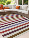 Seaside Stripes Collection Area Rug - Azul Square White  lifestyle 35