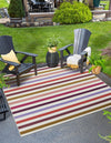 Seaside Stripes Collection Area Rug - Azul Square White  lifestyle 40