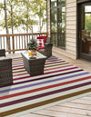 Seaside Stripes Collection Area Rug - Azul Square White  lifestyle 50