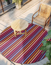 Seaside Stripes Collection Area Rug - Azul Round Multi  lifestyle 19