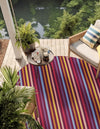 Seaside Stripes Collection Area Rug - Azul Round Multi  lifestyle 25