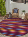 Seaside Stripes Collection Area Rug - Azul Round Multi  lifestyle 36