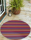 Seaside Stripes Collection Area Rug - Azul Round Multi  lifestyle 56