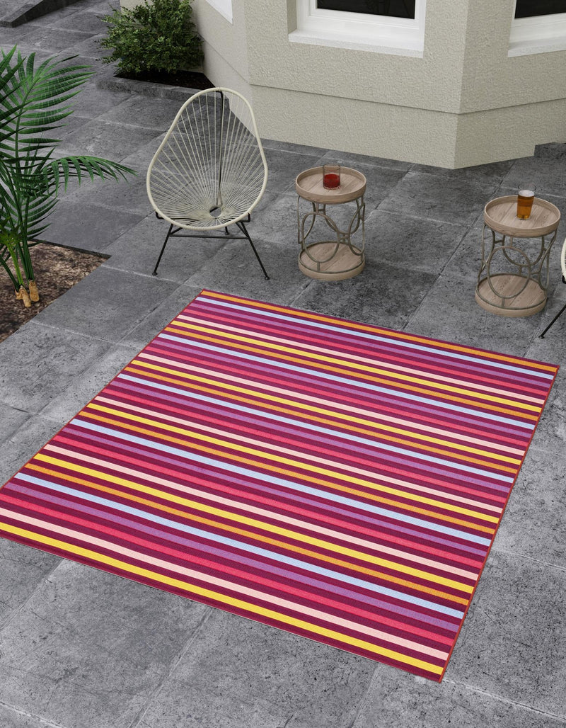 Seaside Stripes Collection Area Rug - Azul Square Multi  lifestyle 15