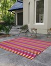 Seaside Stripes Collection Area Rug - Azul Square Multi  lifestyle 21