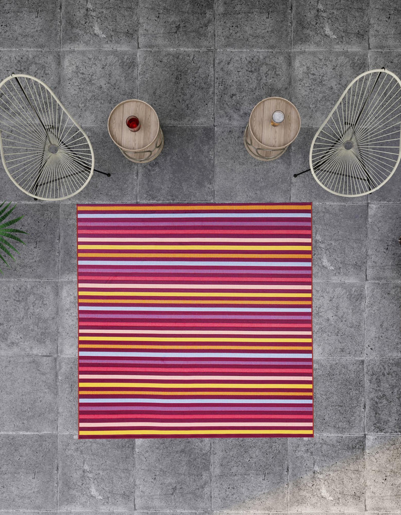 Seaside Stripes Collection Area Rug - Azul Square Multi  lifestyle 86