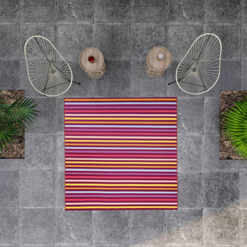 Seaside Stripes Collection Area Rug - Azul Square Multi  lifestyle 90