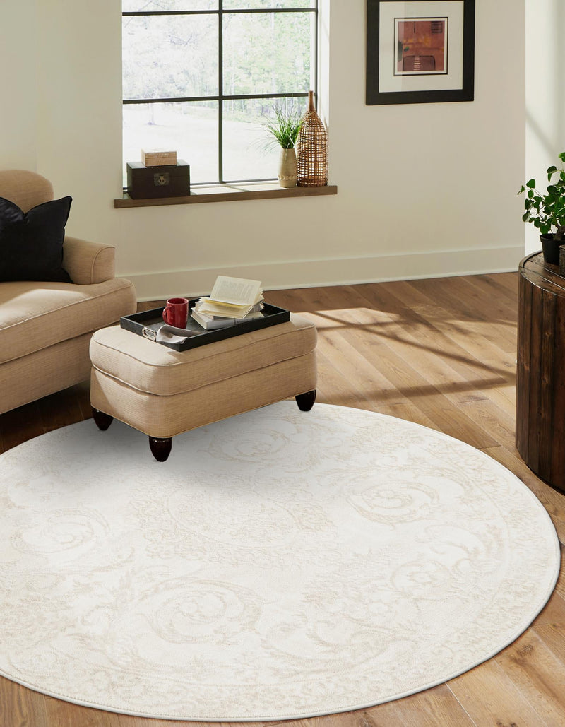 Bloomsbury Elegance Collection Area Rug - Mayfair Round Ivory  lifestyle 58