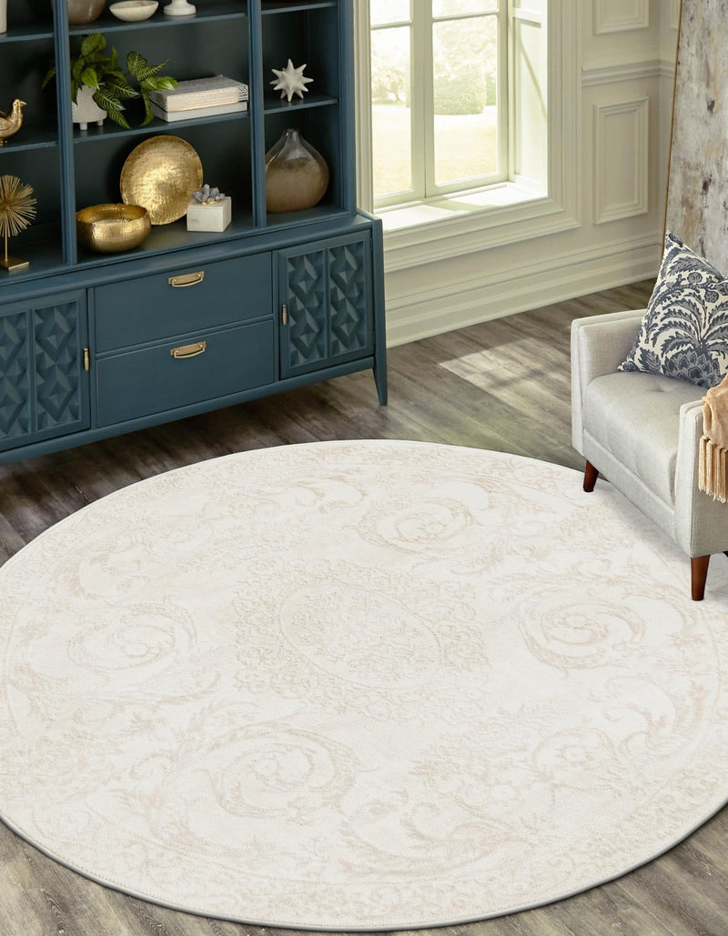 Bloomsbury Elegance Collection Area Rug - Mayfair Round Ivory  lifestyle 73