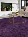 Solid Shag Seaside Collection Area Rug - Azure Cove (Violet) Square Violet  lifestyle 23