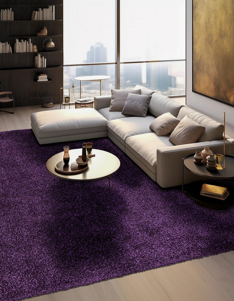 Solid Shag Seaside Collection Area Rug - Azure Cove (Violet) Square Violet  lifestyle 26