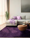 Solid Shag Seaside Collection Area Rug - Azure Cove (Violet) Square Violet  lifestyle 29