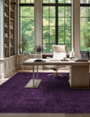 Solid Shag Seaside Collection Area Rug - Azure Cove (Violet) Square Violet  lifestyle 44