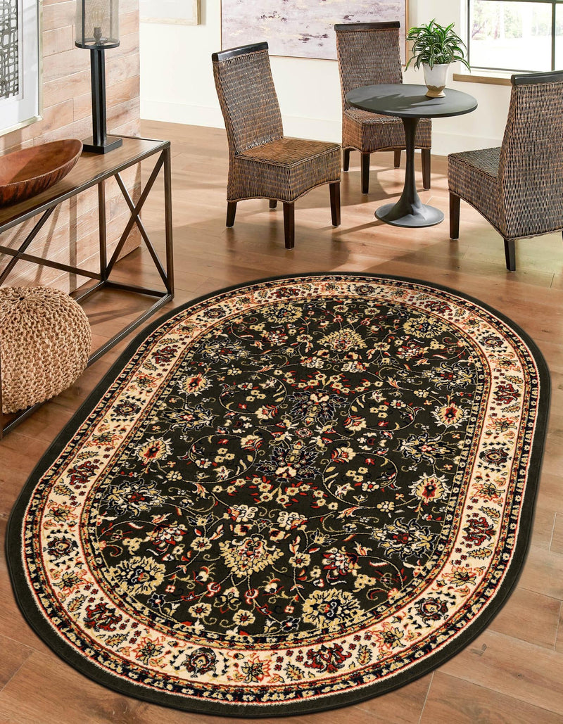 Isfahan Elegance Collection Area Rug - Naghsh-e Jahan (Green) Oval Green  lifestyle 34