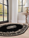 Tabriz Tapestry Collection Area Rug - Azerbaijan (Black) Oval Black  lifestyle 32