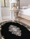 Tabriz Tapestry Collection Area Rug - Azerbaijan (Black) Oval Black  lifestyle 36