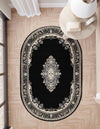 Tabriz Tapestry Collection Area Rug - Azerbaijan (Black) Oval Black  lifestyle 81