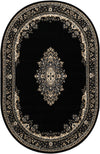 Tabriz Tapestry Collection Area Rug - Azerbaijan (Black) Oval Black  lifestyle 22