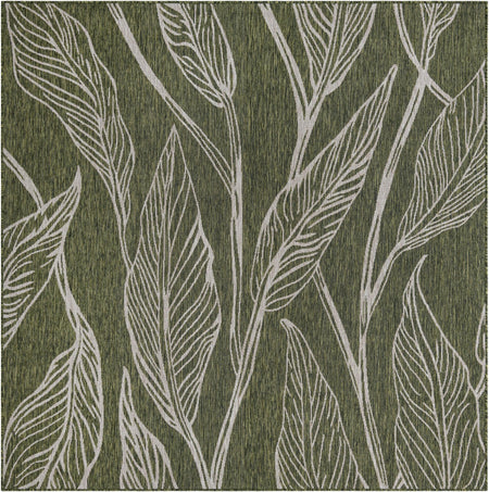 Seaside Blooms Collection Area Rug -  Evergreen (Green)