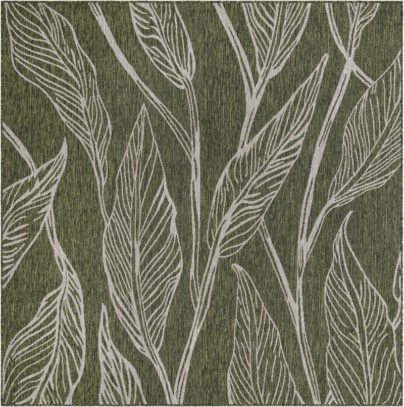 Garden Terrace Escape Collection Area Rug -  Evergreen (Green) Square Green Main