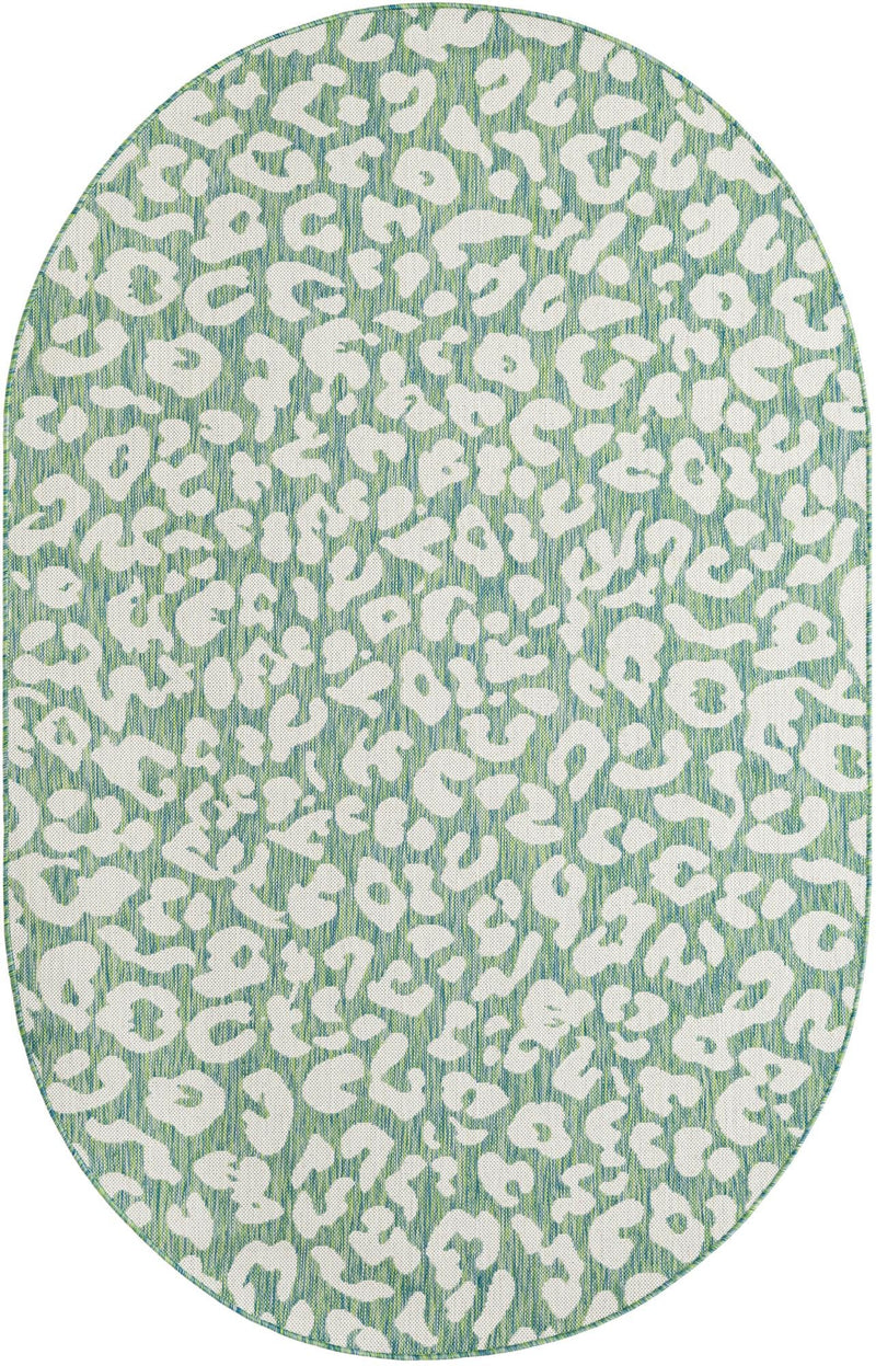 Jungle Expedition Collection Area Rug -  Amazon (Green Blue) Oval Green Blue Main