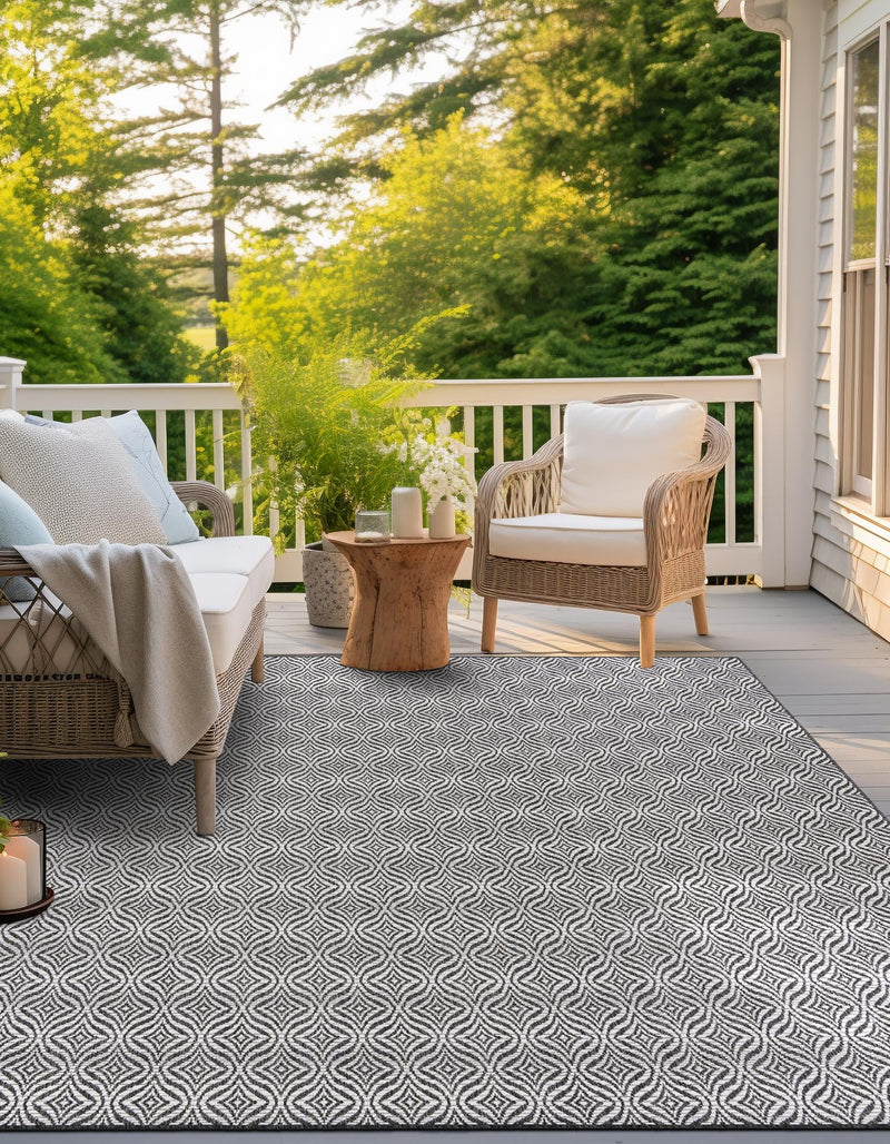 Garden Lattice Oasis Collection Area Rug -  Terrace Square Charcoal  lifestyle 0