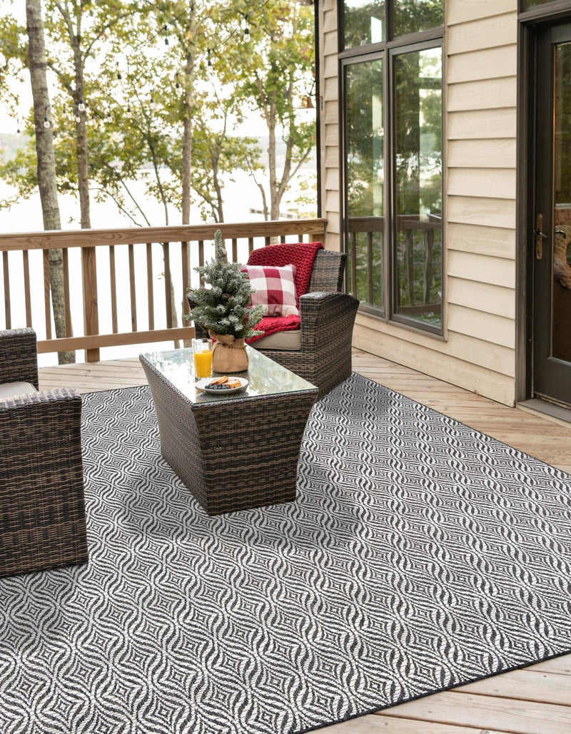 Garden Lattice Oasis Collection Area Rug -  Terrace Square Charcoal  lifestyle 8