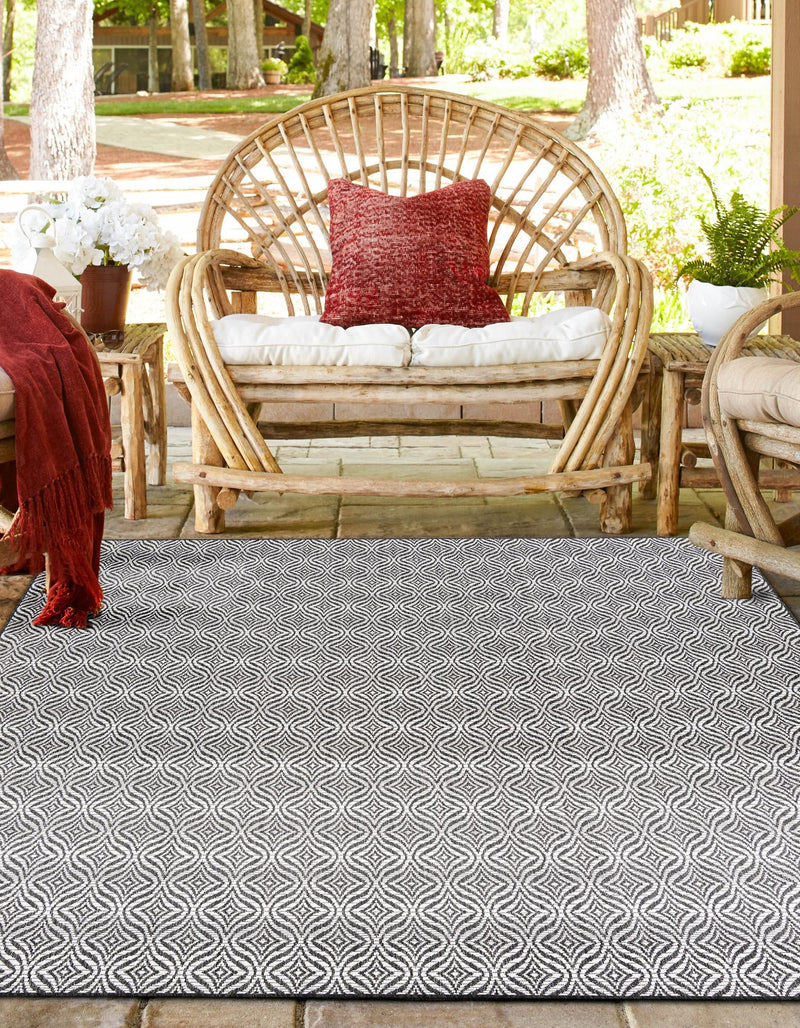 Garden Lattice Oasis Collection Area Rug -  Terrace Square Charcoal  lifestyle 9