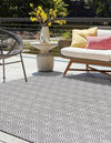 Garden Lattice Oasis Collection Area Rug -  Terrace Square Charcoal  lifestyle 10